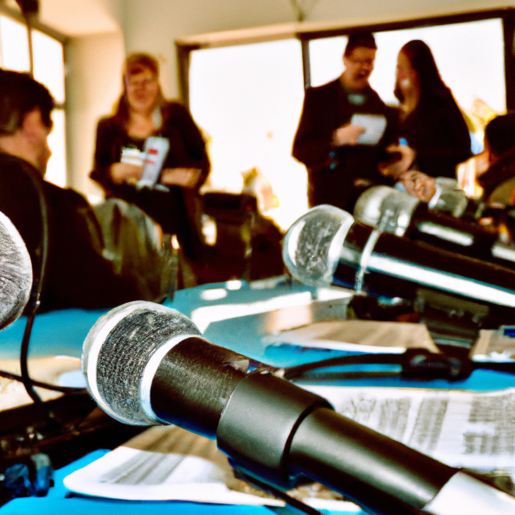Media training con micrófonos y conferencias de prensa